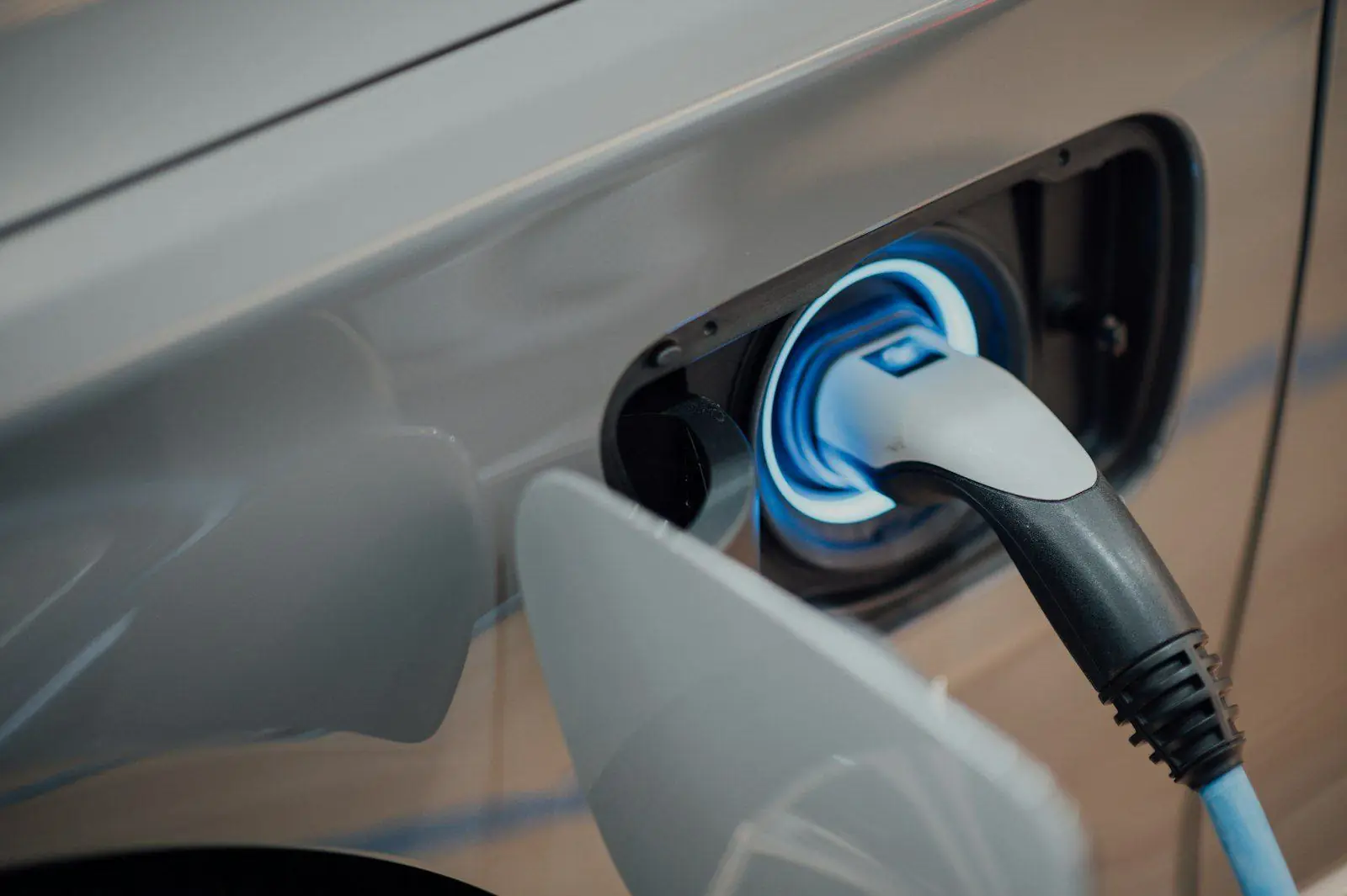 An EV battery pack connected for charging
